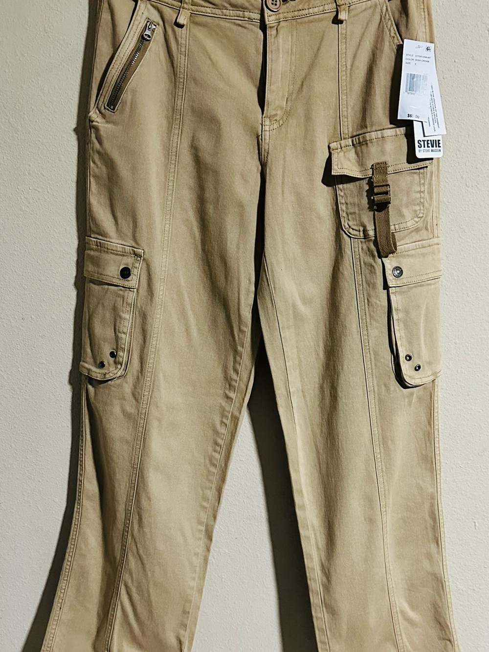 Stevie by Steve Madden Junior’s Khaki Cargo Skater Pants with Utility Pockets